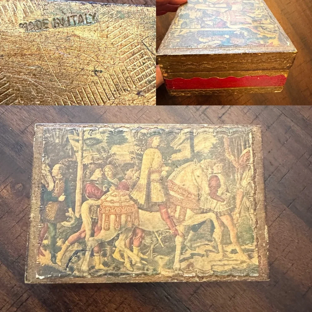 Vintage Italy Florentine Box Medieval Scene English cottage Old world Heritage